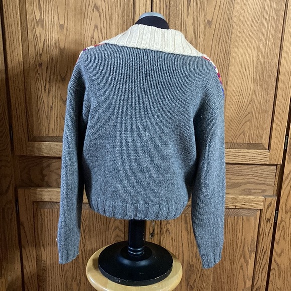 Vintage Y2K 90s Express Tricot 100% Wool Crop Zip Up Cardigan Sweater Size Large - Picture 2 of 5